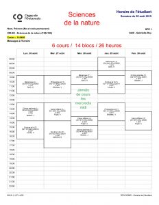 Exemples d’horaires au cégep – Table Éducation Outaouais